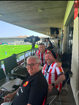 Michael Kealey, Dermot Liddy and Stephen McClelland on commentary duties during FC Magpies v Derry City Europa Conference League qualifier