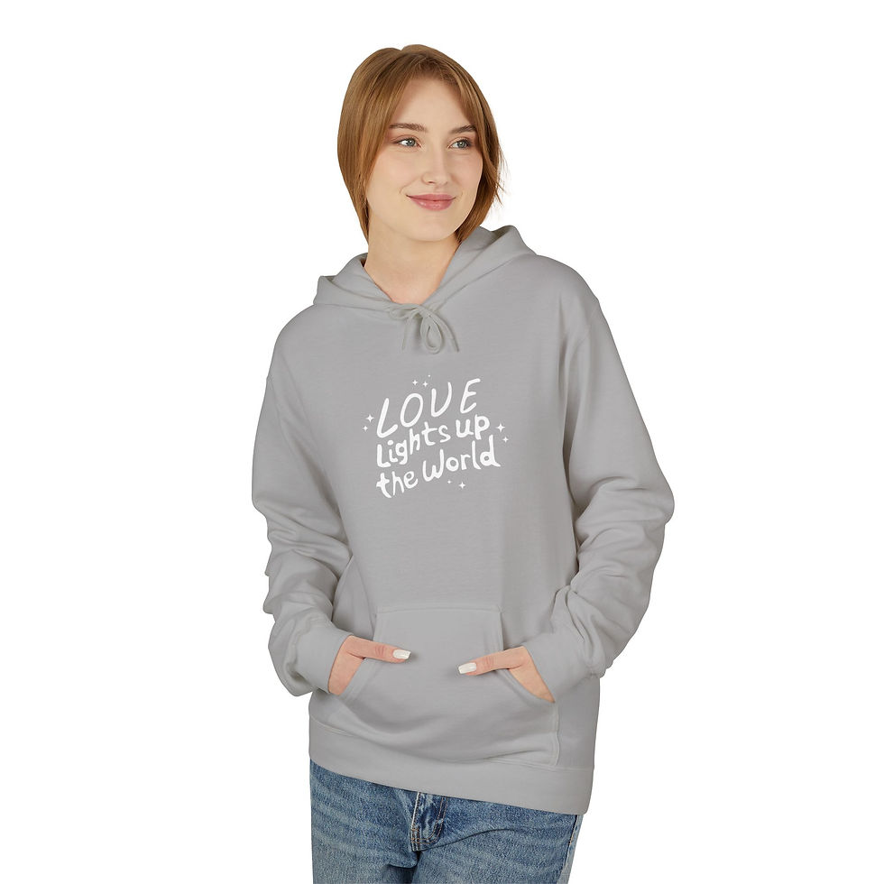 Thumbnail: grey love lights up the world hoodie