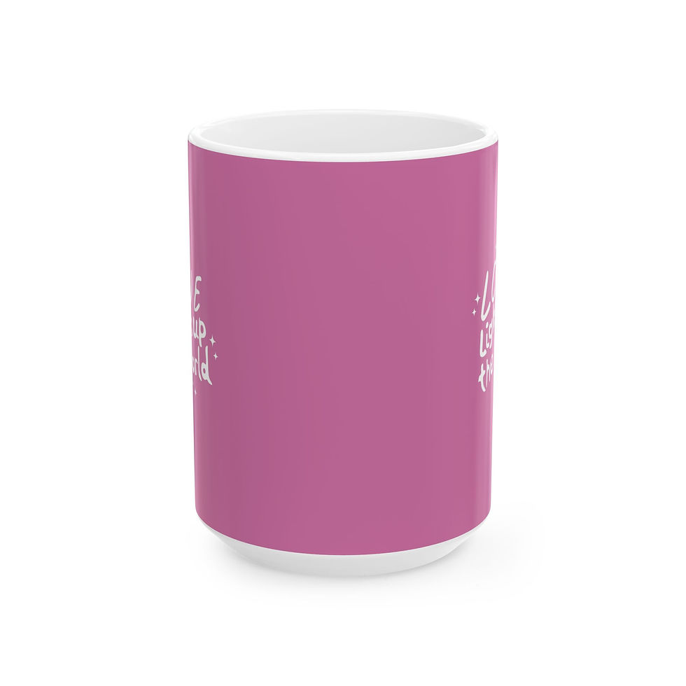 Thumbnail: Love light's up the World - Pink Ceramic Mug, (11oz, 15oz)