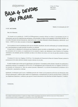 Baja definitiva de 4 deudas del Asnef. Diciembre 2017