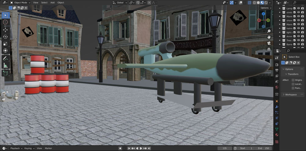 3D Asset pack (V1, Barrels & lampost)