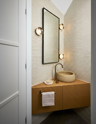 Modern Powder Room with custom vanity