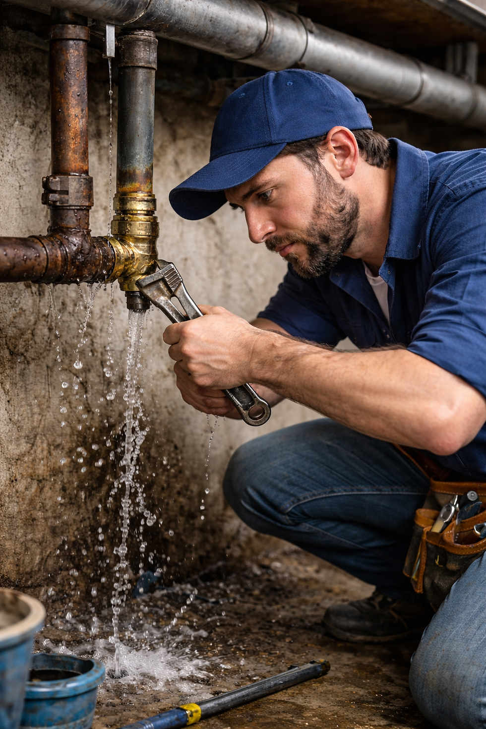 plumber doing leak repair