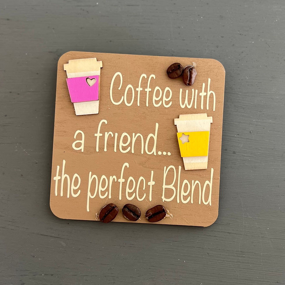 Coffee with a friend... the perfect blend (purple & yellow)