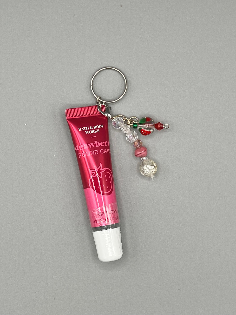 DINGLE DANGLE: LIP GLOSS Keychain - STRAWBERRY POUNDCAKE