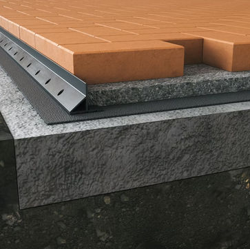 Manufactured prefabricated brick layout installed on a stone slab foundation