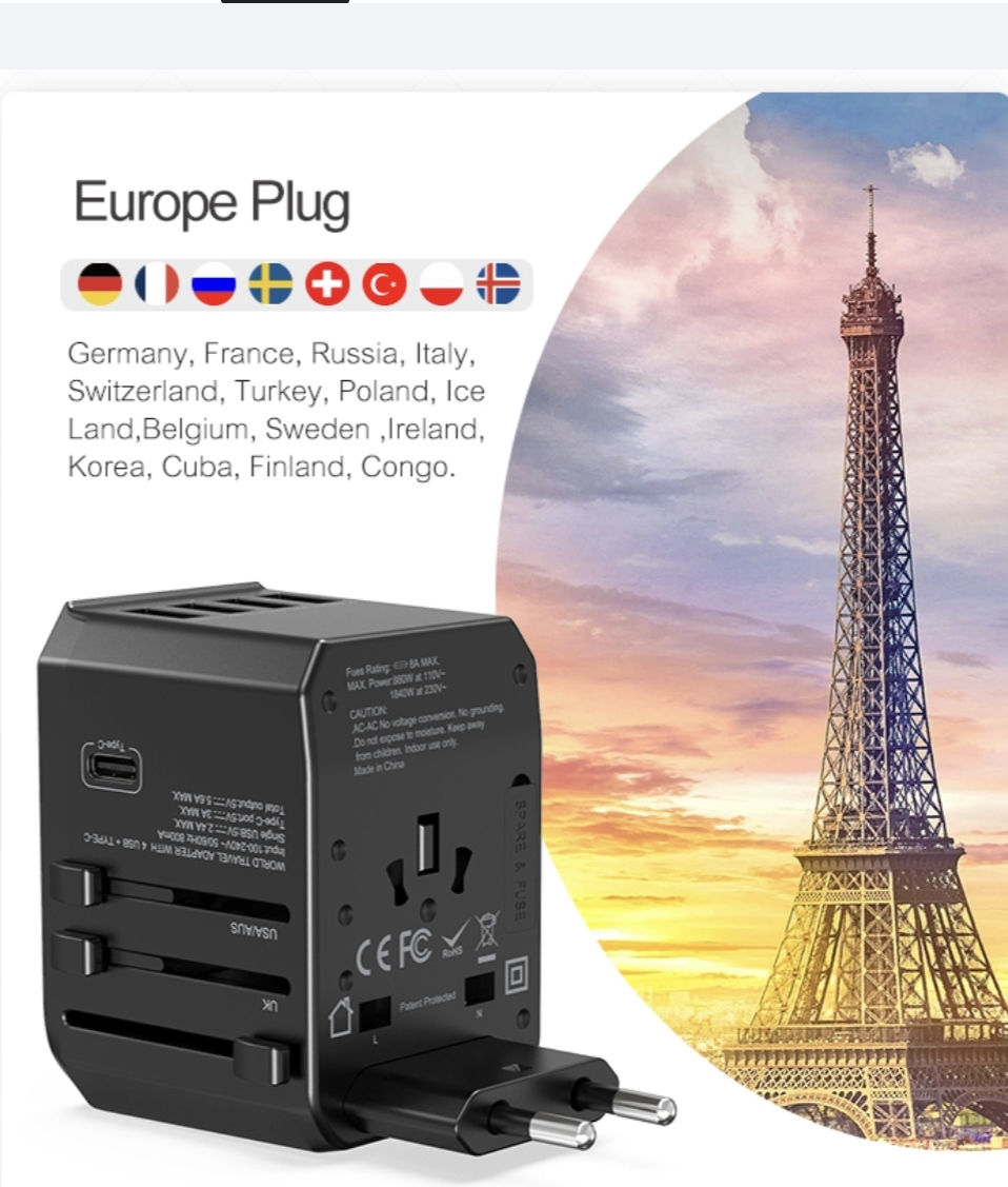 Thumbnail: 200 Countries Universal USB World Travel Adapter/Charger 