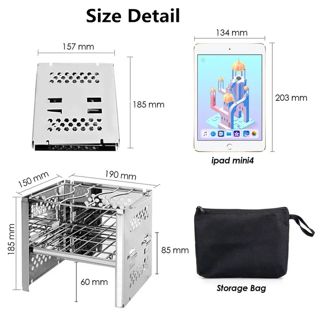 Thumbnail: 304 Stainless Steel Handy Foldable Portable Charcoal BBQ