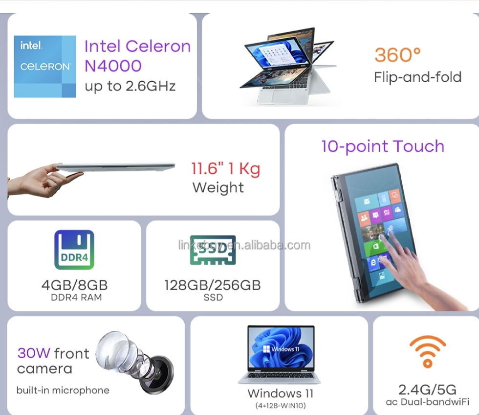 Thumbnail: VBOOKV10 11.6 Inches 360° Touch Screen Budget Laptop Tablet 