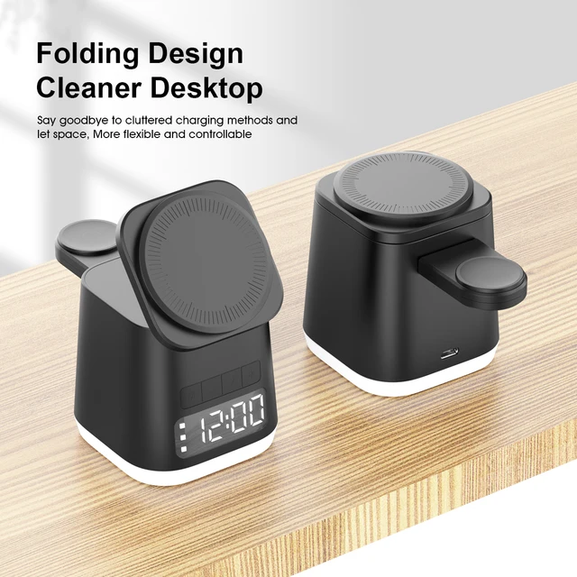 Thumbnail: 15W Magnetic Alarm clock, Wireless Phone, Watch, Earbuds Charger
