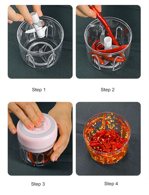Thumbnail: Touch Button Portable Rechargeable Vegetables, Fruits and Nuts Chopper 
