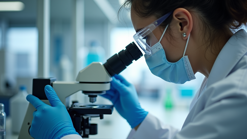 Eye-level view of a laboratory technician calibrating an analytical instrument