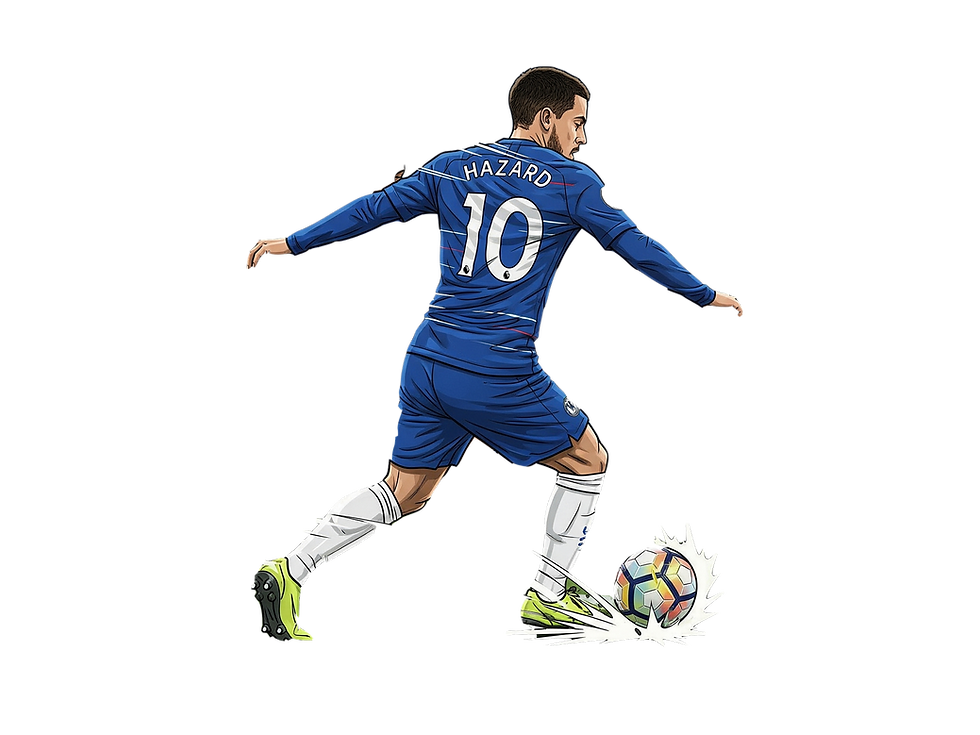 Eden Hazard dribbling a football with his right foot