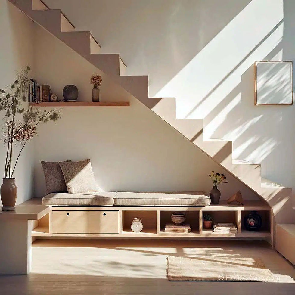 banquette en bois design sous escalier