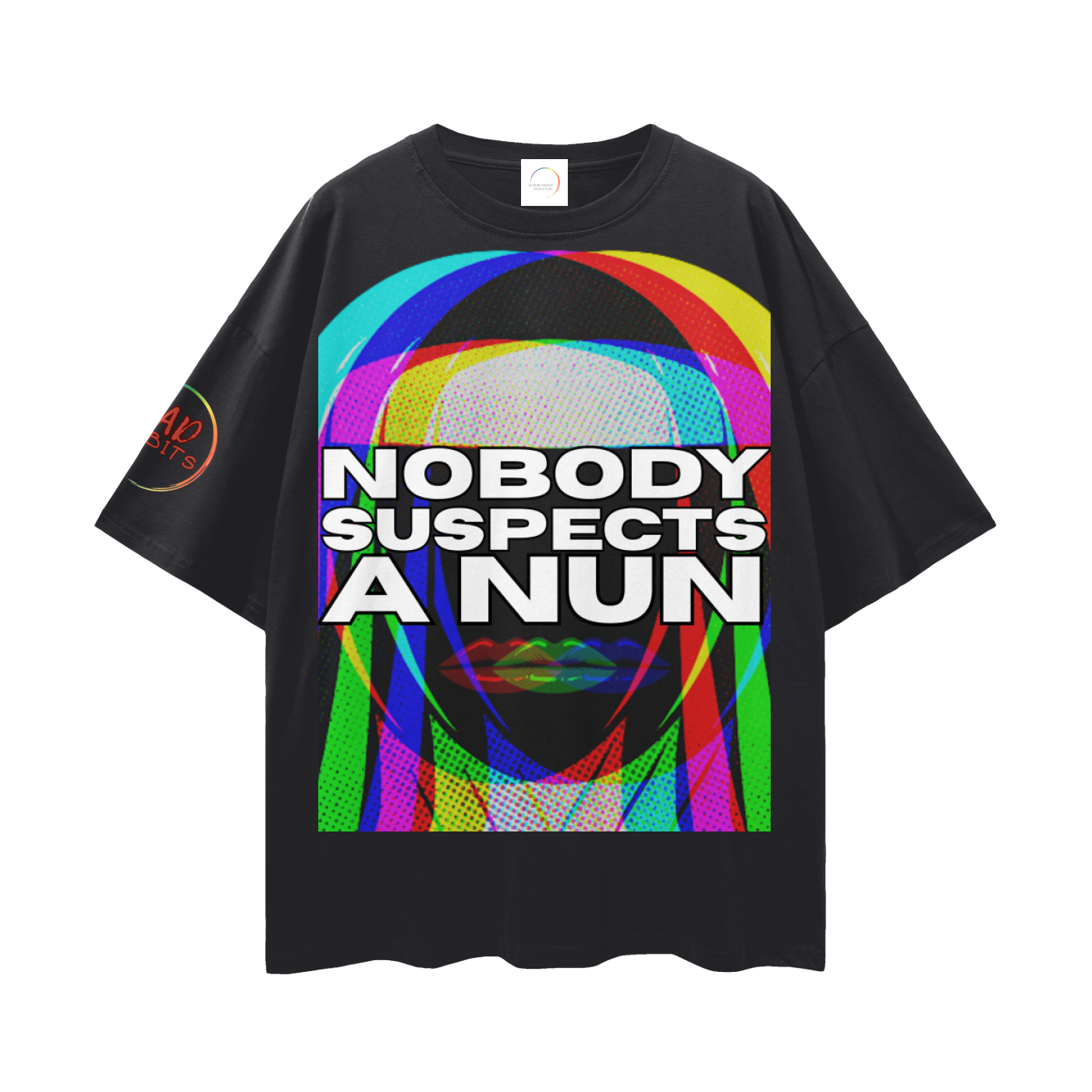 Streetwear Loose Drop Shoulder "Nobody Suspects a nun" Tee