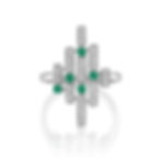 Geometric Diamonds and Emeralds Cocktail Ring