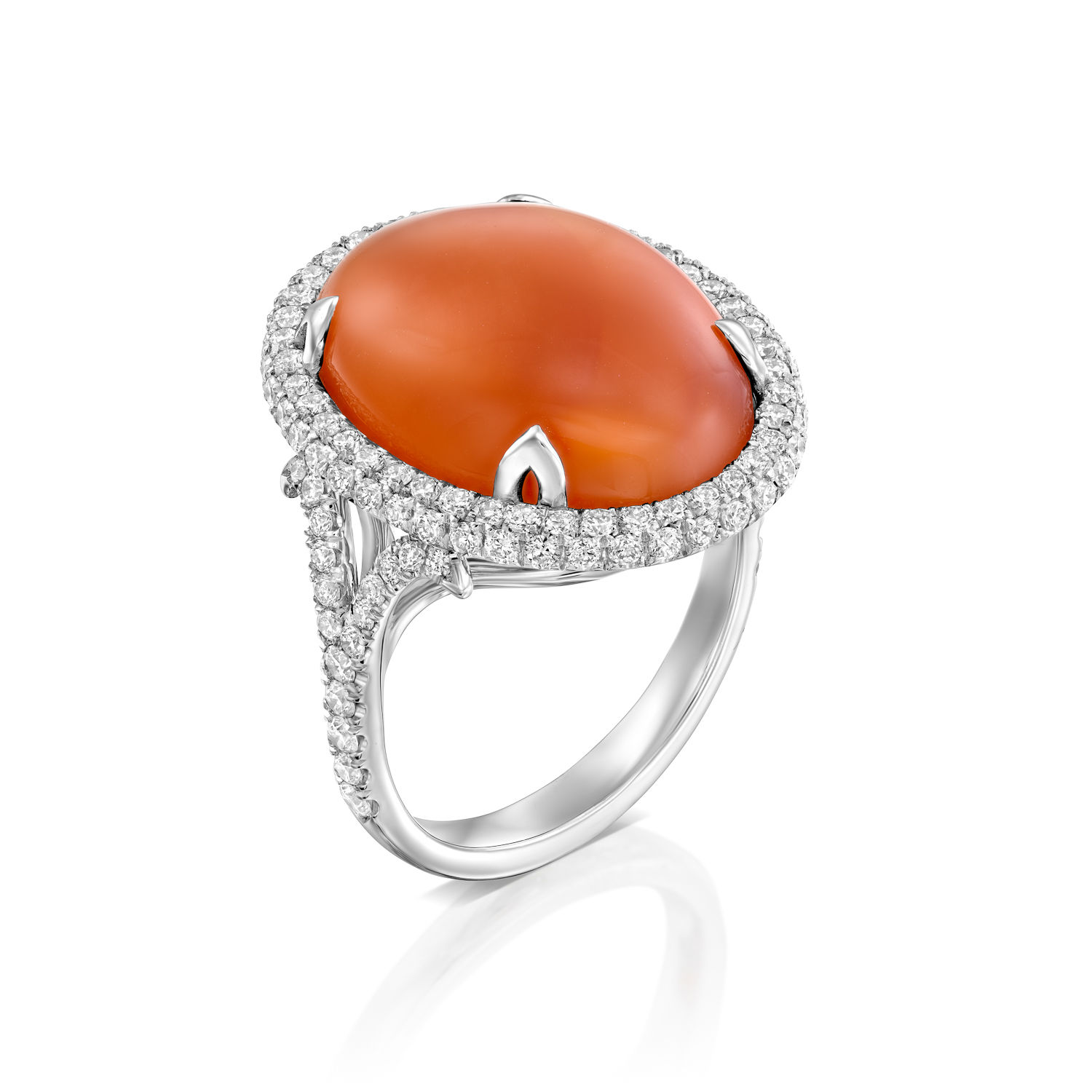 Carnelian and Diamonds Cocktail Ring