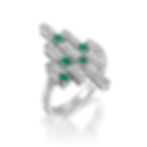 Geometric Diamonds and Emeralds Cocktail Ring