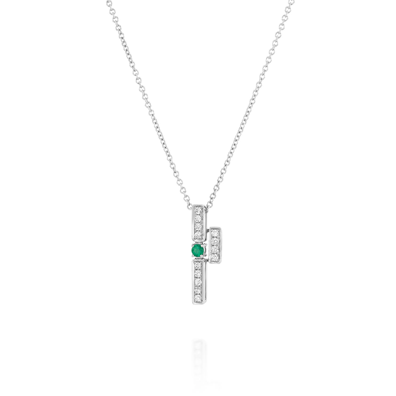 Geometric Diamonds and Emerald Pendant