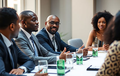 Business meeting with black men and wome