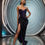 Thumbnail: Black and Purple Orchid Long Dress by Mitiliane Couture