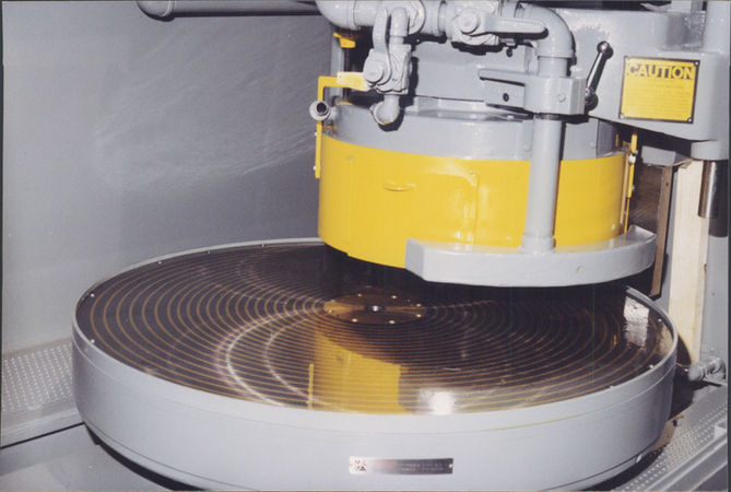 HC Series Rotary Electromagnetic Chuck on a rotary surface grinder.