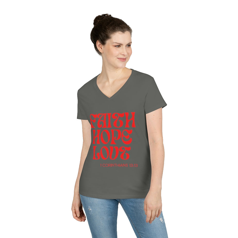 Thumbnail: Faith, Hope, Love Ladies' V-Neck T-Shirt