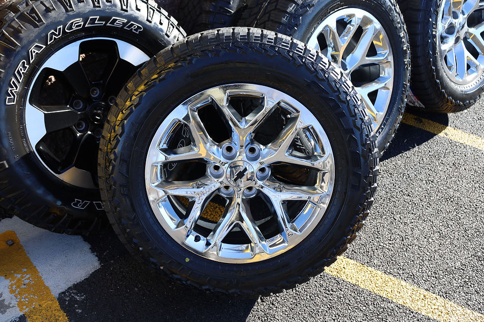 Thumbnail: 20'' Chrome Snowflake Wheels On 33'' Falken All Terrain Tires
