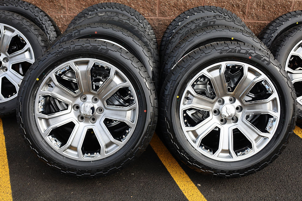 Thumbnail: 22'' Ultimate Denali Hyper Silver with Chrome Inserts On Falken Wildpeak Tires