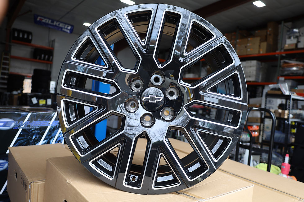 Thumbnail: 22x9 Gloss Black Milled Chevy Silverado Tahoe GMC Denali Wheels New