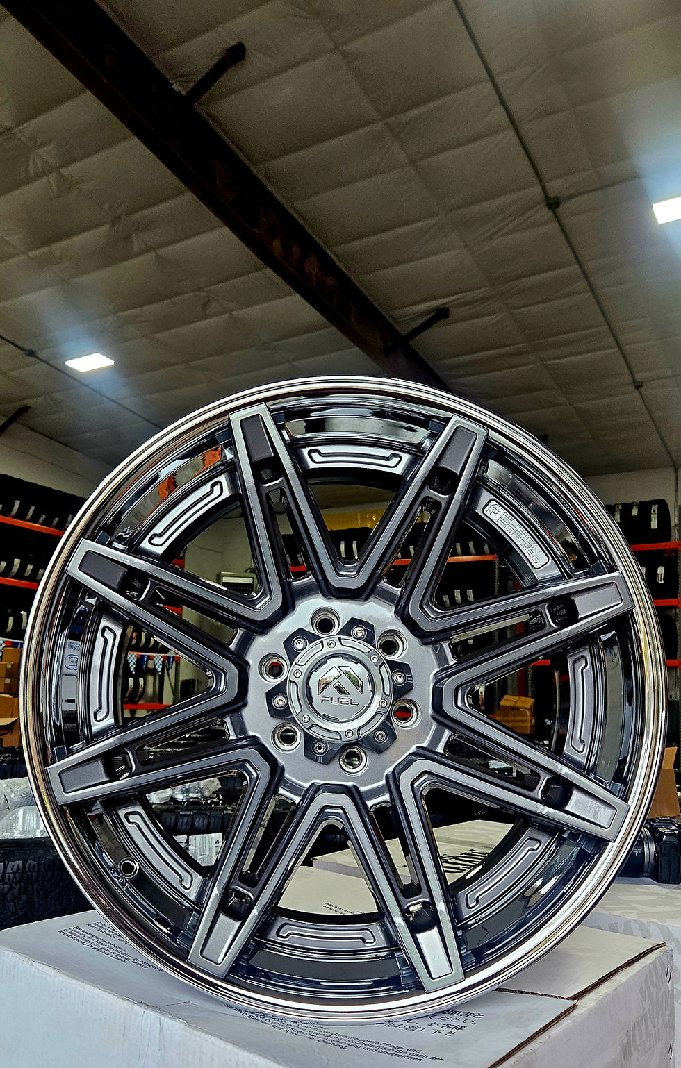 Thumbnail: Fuel Offroad FC401 Platinum with Chrome Lip 20x10 Wheels 6x5.5 Lug Pattern.
