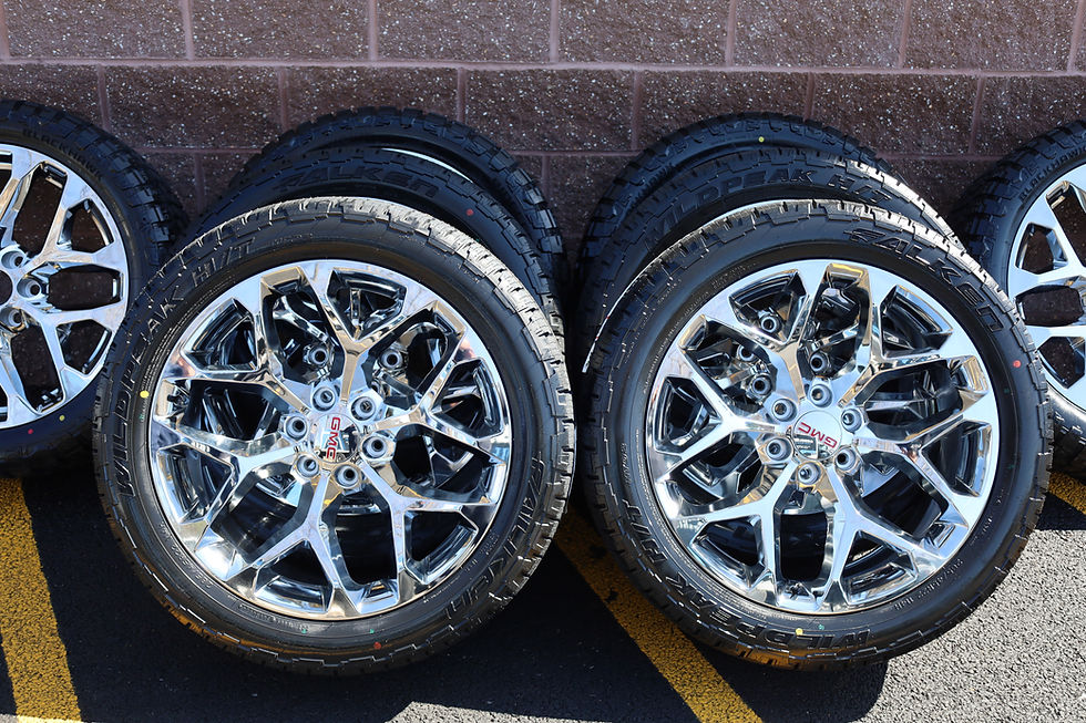 Thumbnail: 22'' Chrome Denali Snowflake Wheels On 285/45/22 Falken Wildpeak HT02 Tires.