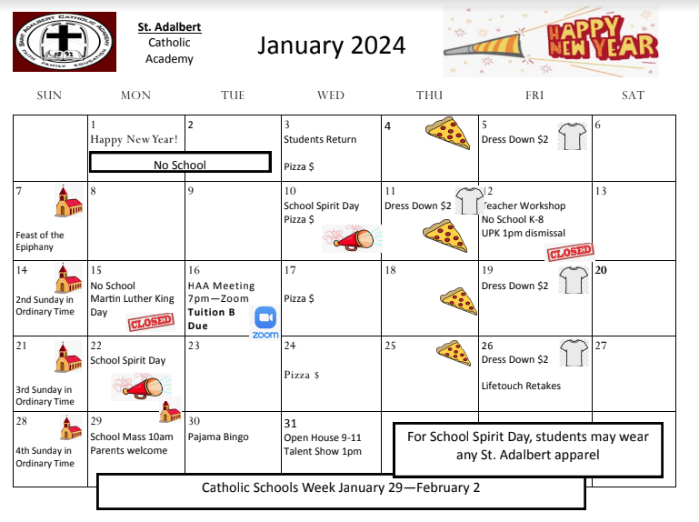 January 2024 Calendar