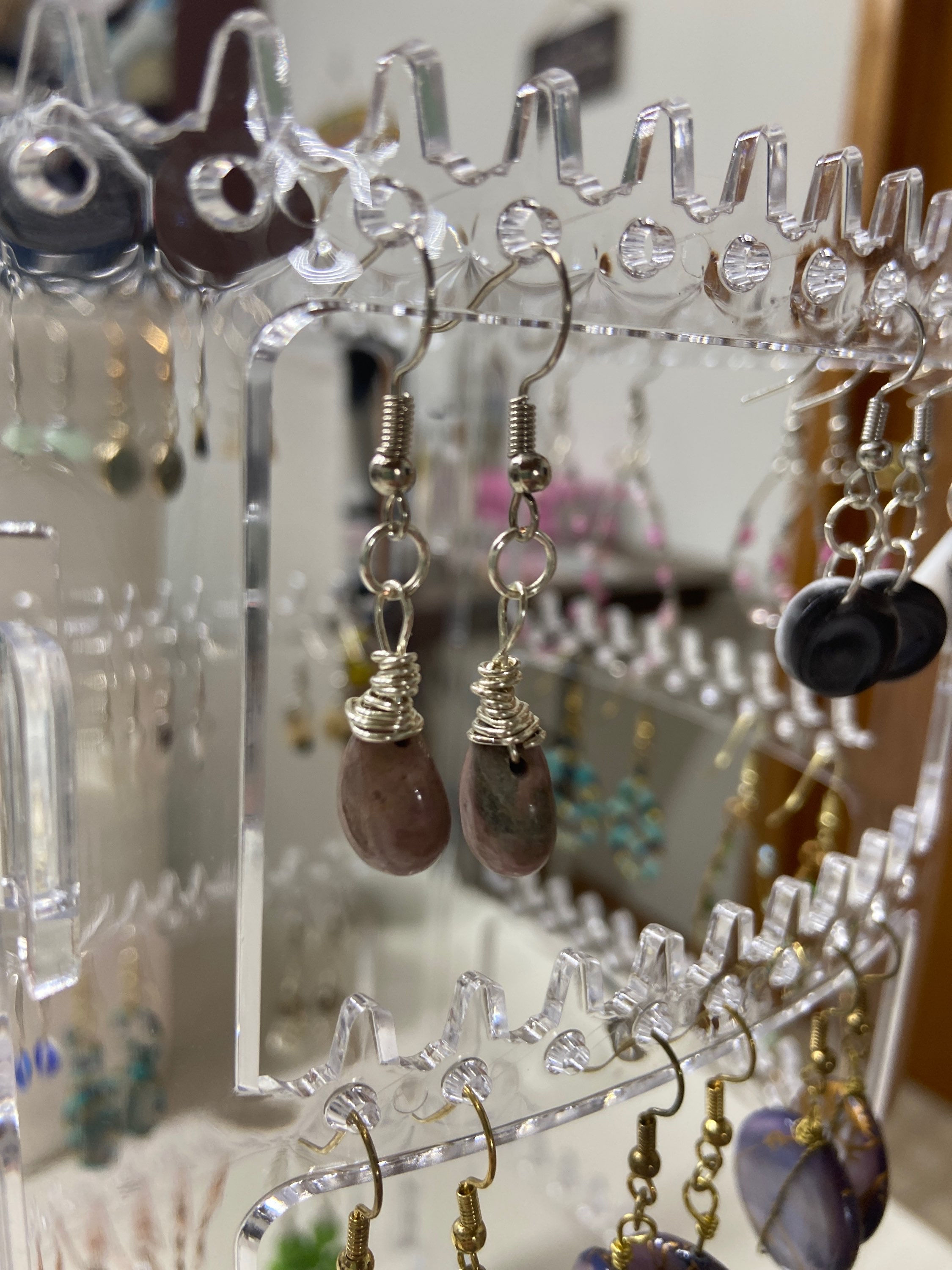 Stone and wire earrings