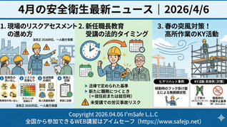 【2026/4/6】4月の安全衛生最新ニュース｜現場のリスクアセスメントの進め方と、職長教育の受講時期とは？