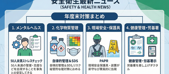 【2026年2月13日】安全衛生最新ニュース|50人未満のストレスチェック義務化動向と、年度末に備える現場対策まとめ