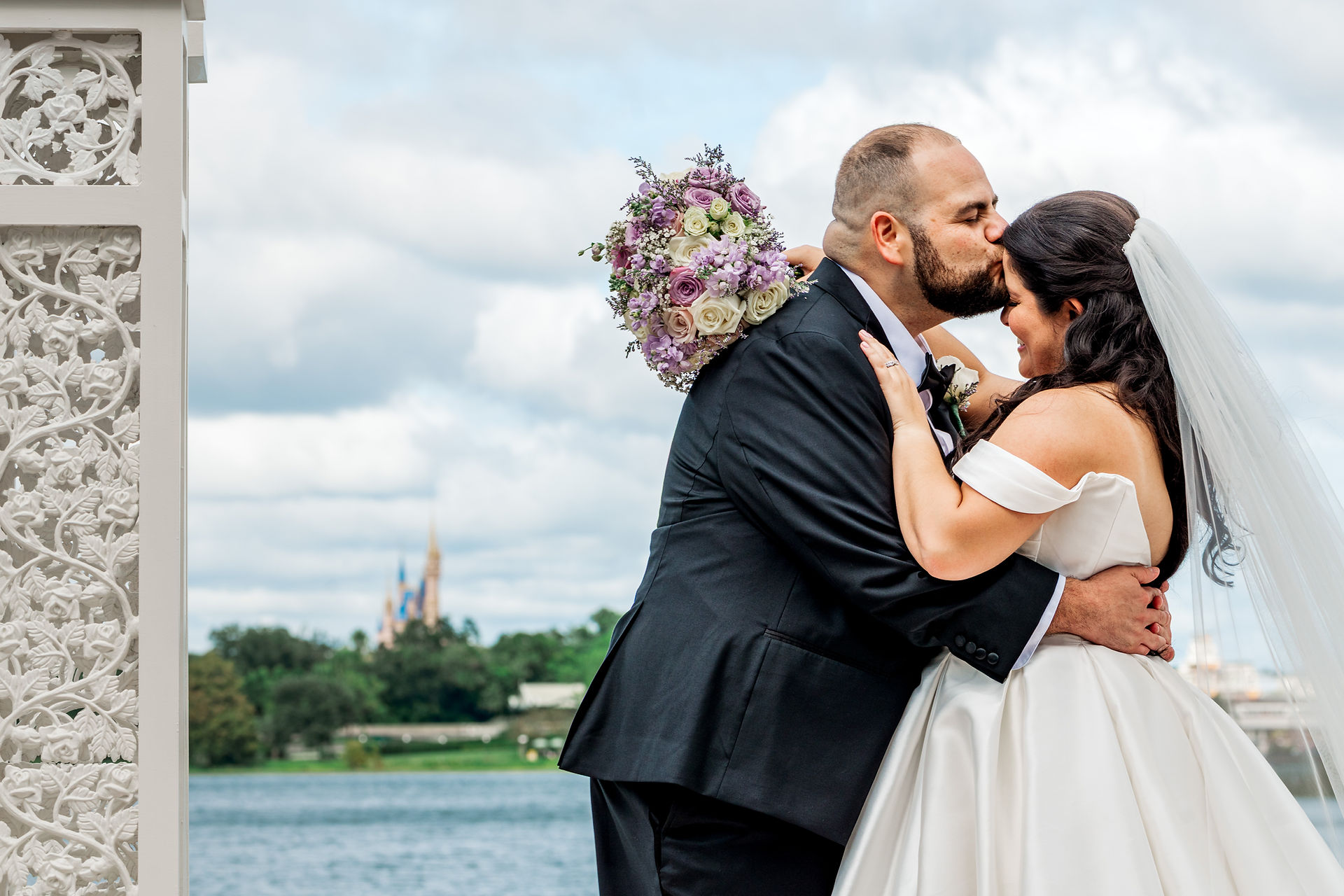 Bride and groom portraits at Disney's Grand Floridian. Photos by Honeycomb Films.