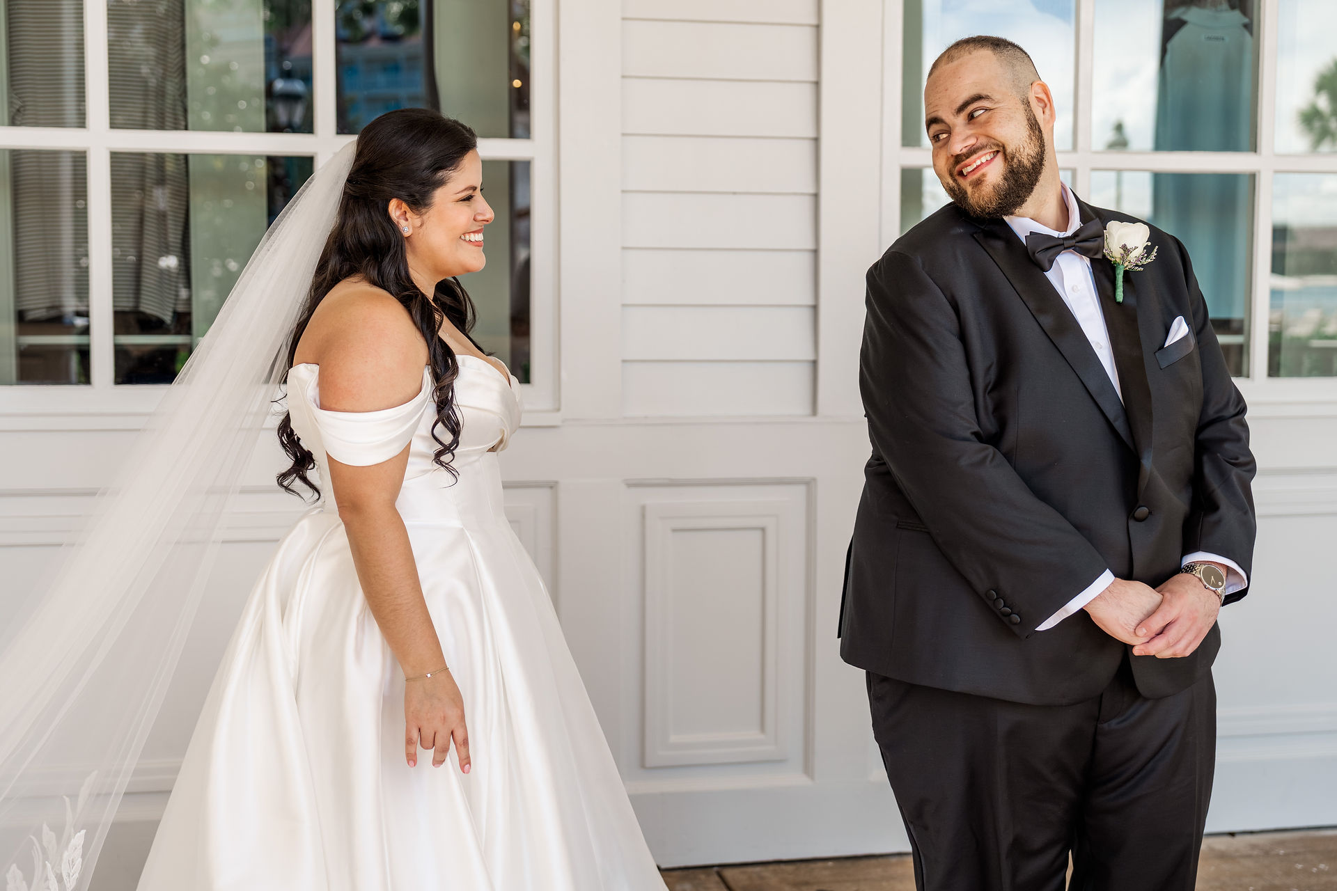 Bride and groom portraits at Disney's Grand Floridian. Photos by Honeycomb Films.
