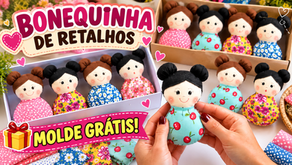 Bonequinha de Retalhos com Molde Grátis: Passo a Passo Fácil