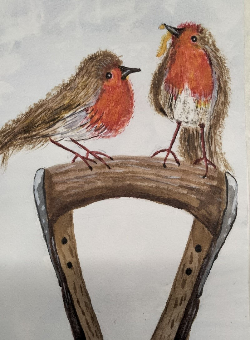Robins on spade Dick Bayes ink.jpg