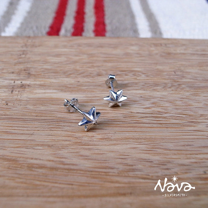 縮圖：六芒星耳環 (實心) / Six-pointed Star Earring