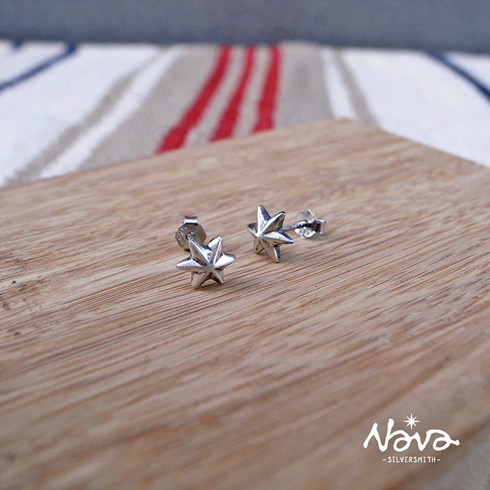 縮圖：六芒星耳環 (實心) / Six-pointed Star Earring