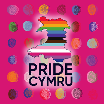 pride cymru logo on hot pink