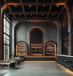 Industrial Elegance:
A Minimalist Bar Redefined with Concrete & Light