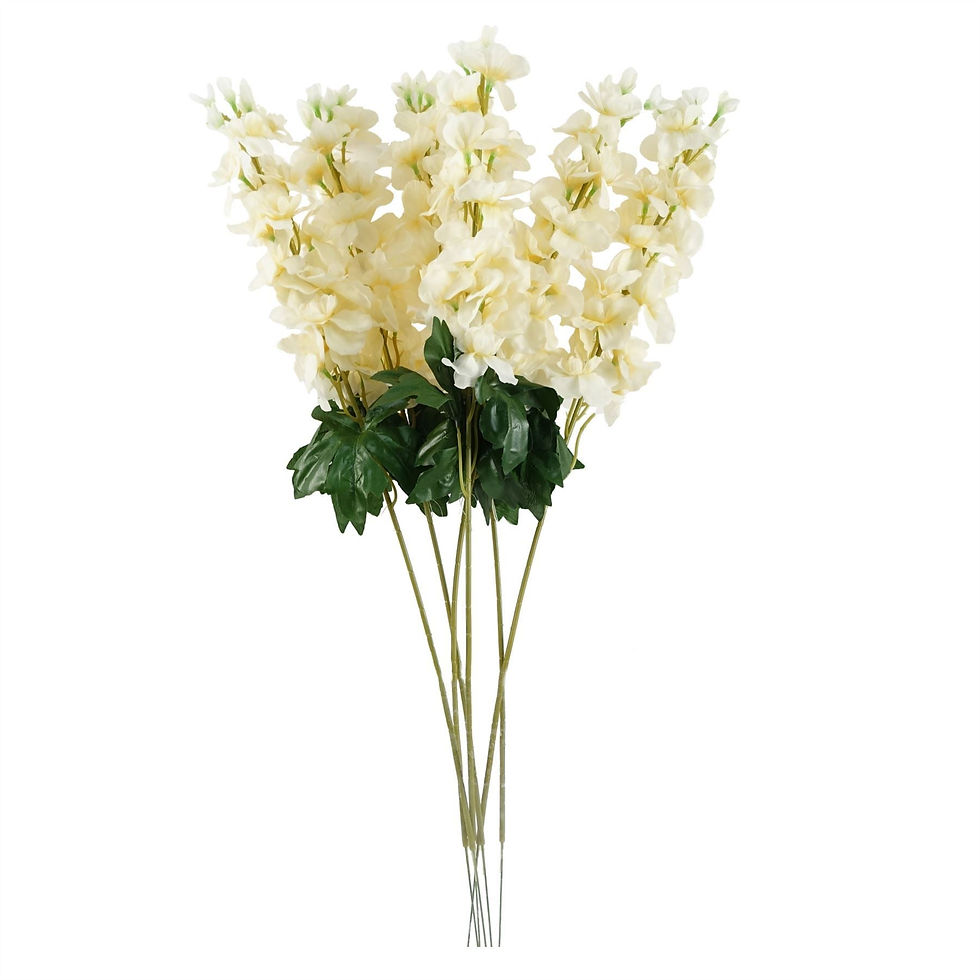 Thumbnail: Pack of 6 x 75cm Delphinium Cream Artificial Stem - Premium Quality
