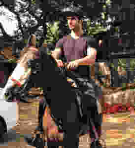 Laksh Lalwani learning horse riding