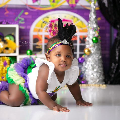 tea party cake smash 1st birthday photoshoot new orleans photographer westbank marrero norie anderson photography mardi gras theme
