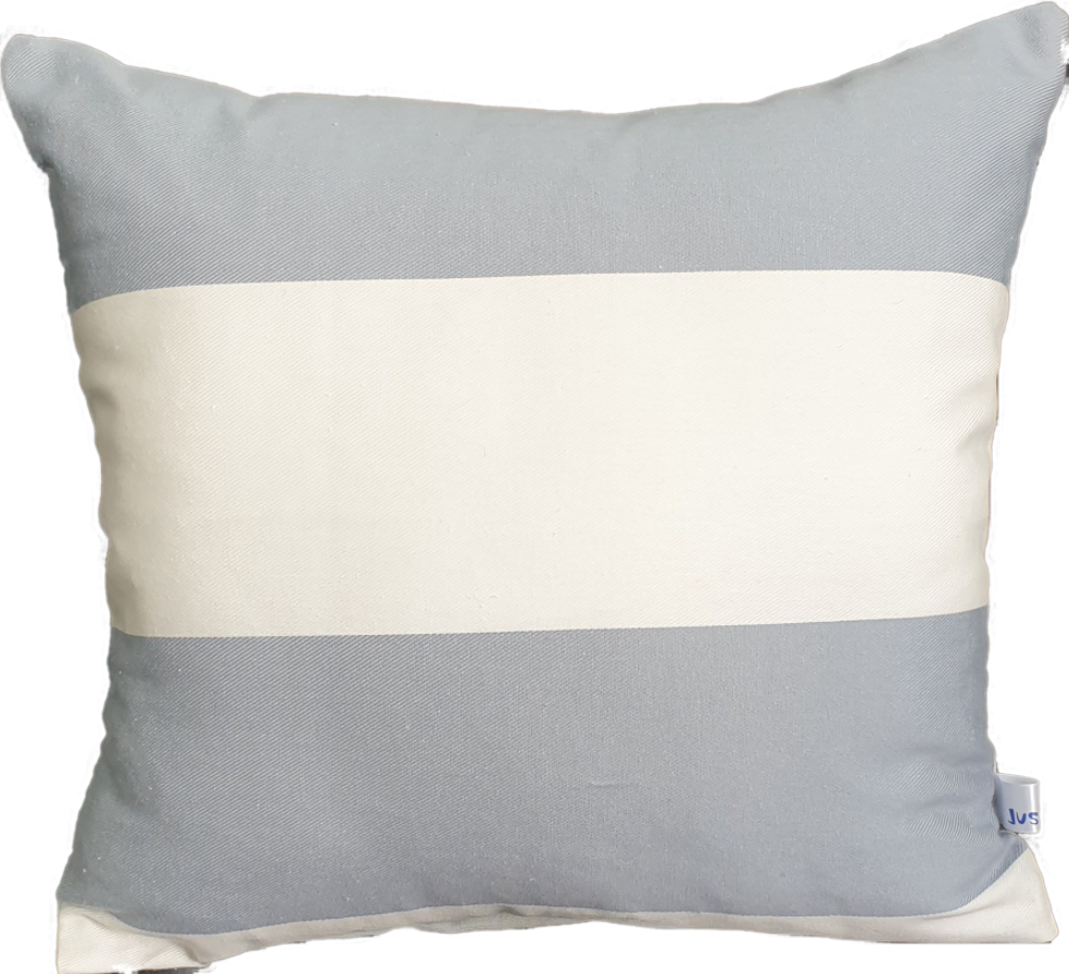 Blue & white wide stripe cushion