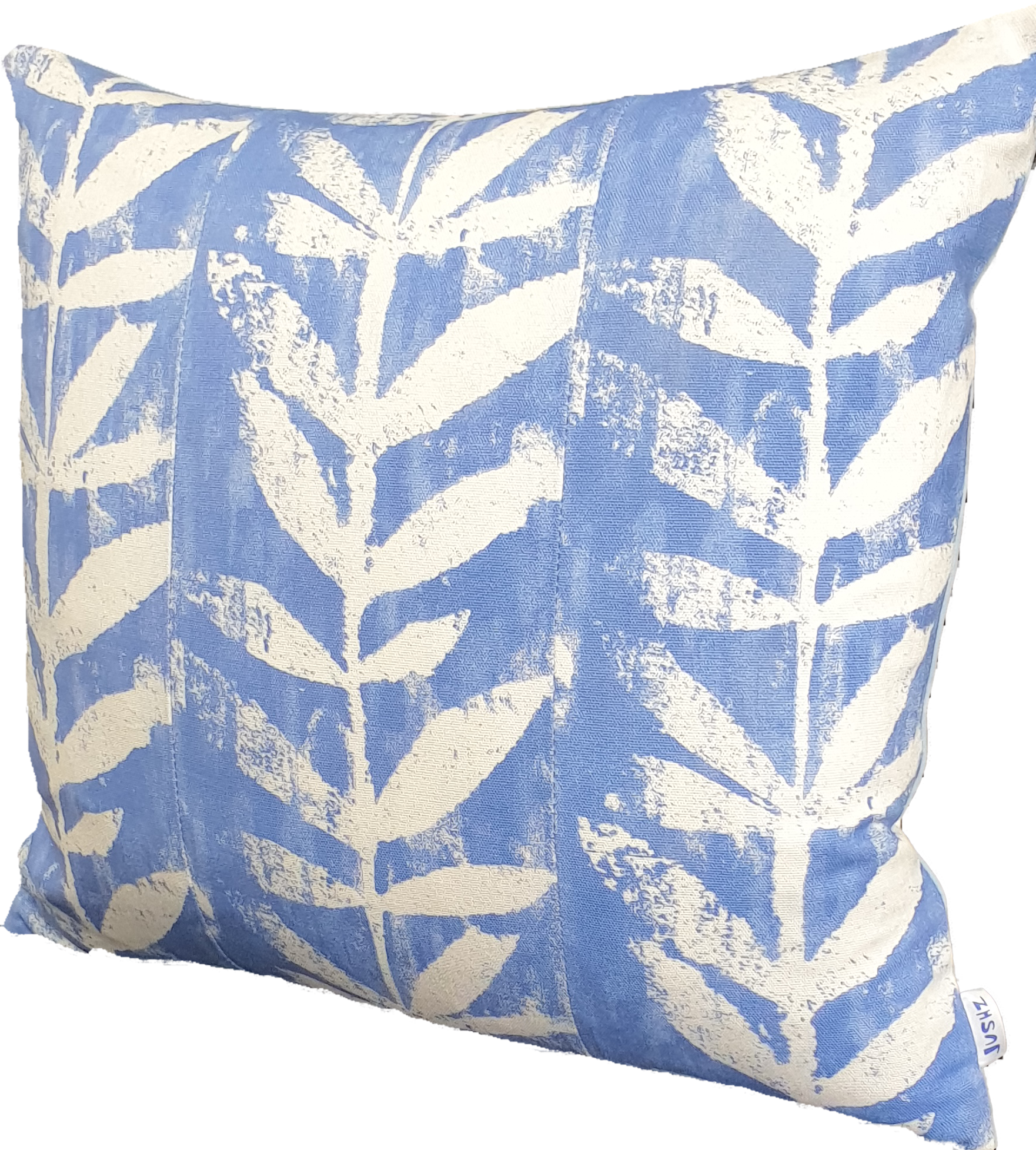 Cool blue / white stem cushion