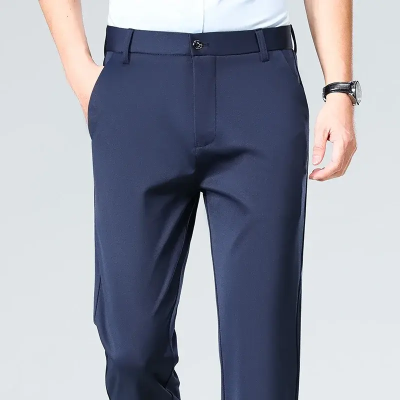 Miniatura: Mens Summer Stretch Straight Leg Business Dress Pants Breathable High Drape